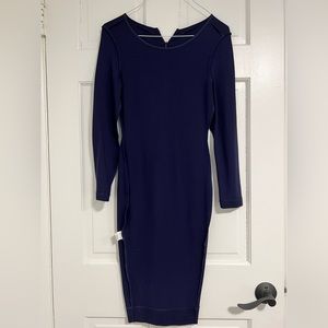navy blue BRASS pencil dress EUC worn 1x